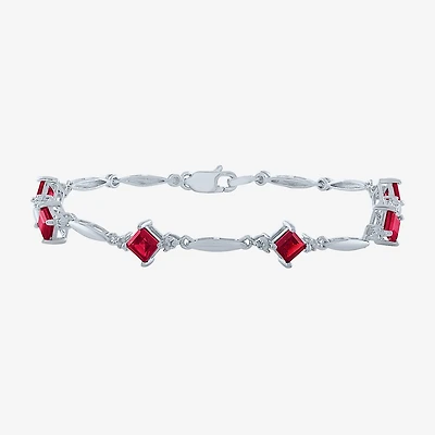 Womens Lab Created Red Ruby Sterling Silver Tennis Bracelet