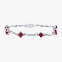 Womens Lab Created Red Ruby Sterling Silver Tennis Bracelet