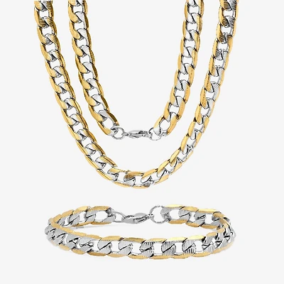 Steeltime Mens 18K Gold Over Stainless Steel Hypoallergenic 2-pc. Jewelry Set