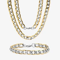 Steeltime Mens 18K Gold Over Stainless Steel Hypoallergenic 2-pc. Jewelry Set