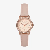 Relic By Fossil Womens Pink Leather Strap Watch Zr34647