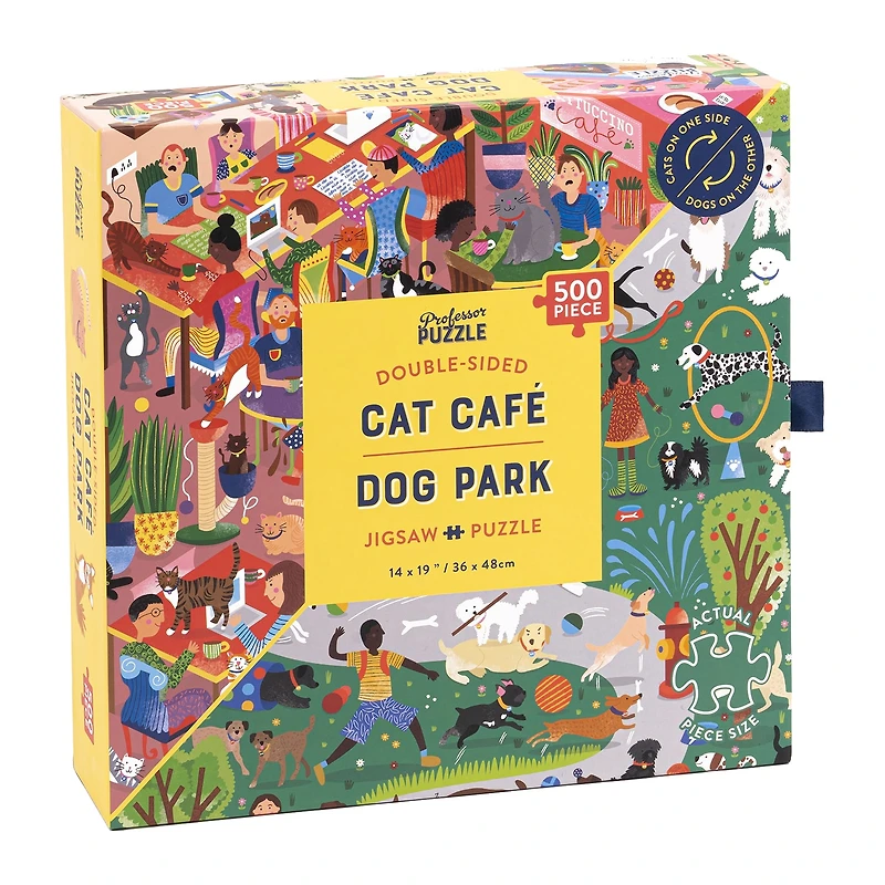 Professor Puzzle Cat Cafe & Dog Park Double-Sided 500 Pcs 500-pc. Puzzle