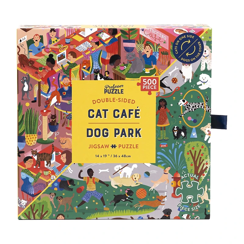 Professor Puzzle Cat Cafe & Dog Park Double-Sided 500 Pcs 500-pc. Puzzle