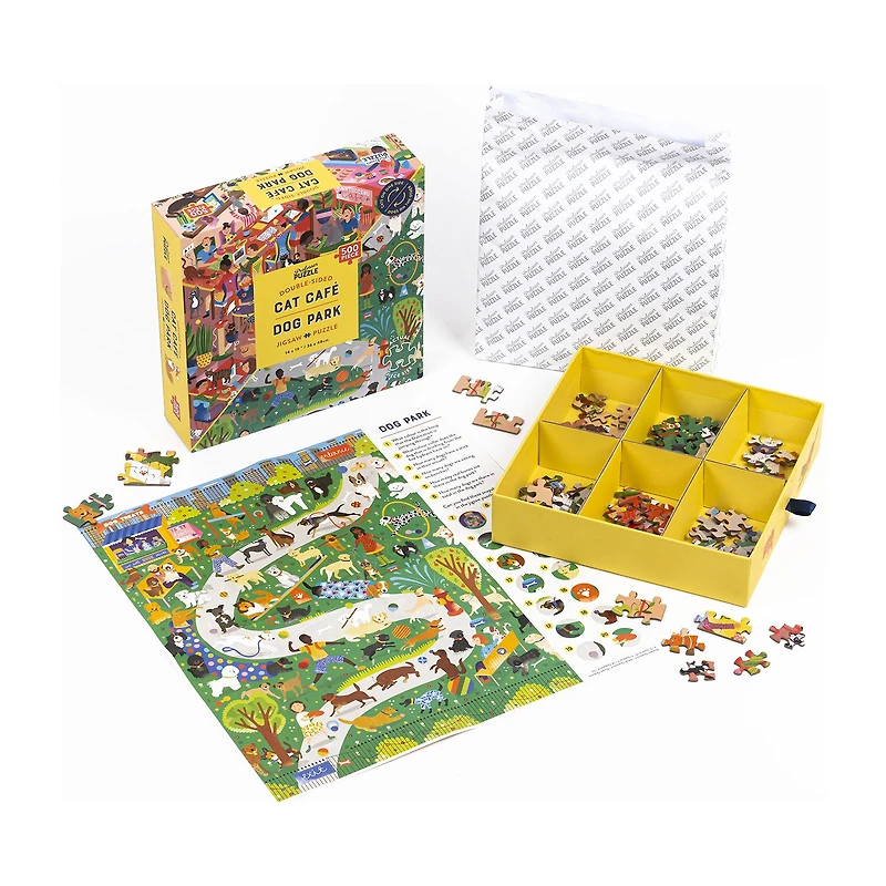 Professor Puzzle Cat Cafe & Dog Park Double-Sided 500 Pcs 500-pc. Puzzle
