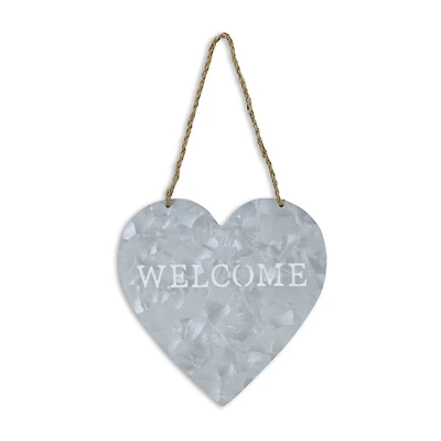 Cheungs Heart Shaped Hanging "Welcome" Vintage Metal Wall Art