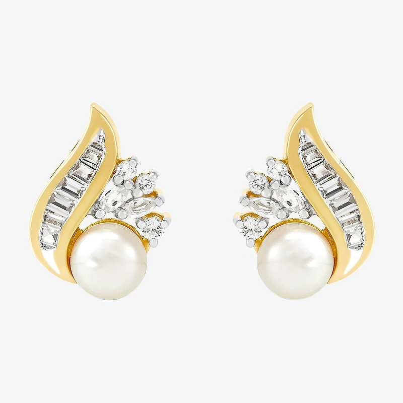 Cultured Freshwater Pearl Earrings 14K Over Sterling