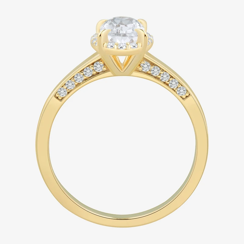 (H-I / Si1-Si2) Womens 1 CT. T.W. Lab Grown White Diamond 10K Gold Oval Halo Engagement Ring