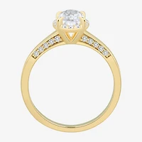(H-I / Si1-Si2) Womens 1 CT. T.W. Lab Grown White Diamond 10K Gold Oval Halo Engagement Ring