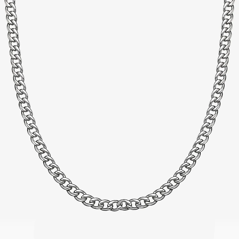 Mens Stainless Steel 7mm Curb Chain Necklace