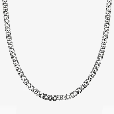 Mens Stainless Steel 7mm Curb Chain Necklace