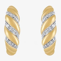 Womens 1/5 CT. Natural White Diamond 14K Gold Over Silver Sterling Silver 17.8mm Hoop Earrings