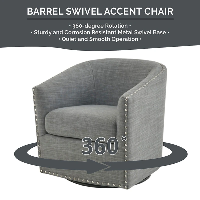Madison Park Memo Living Room Collection Swivel Upholstered Armchair