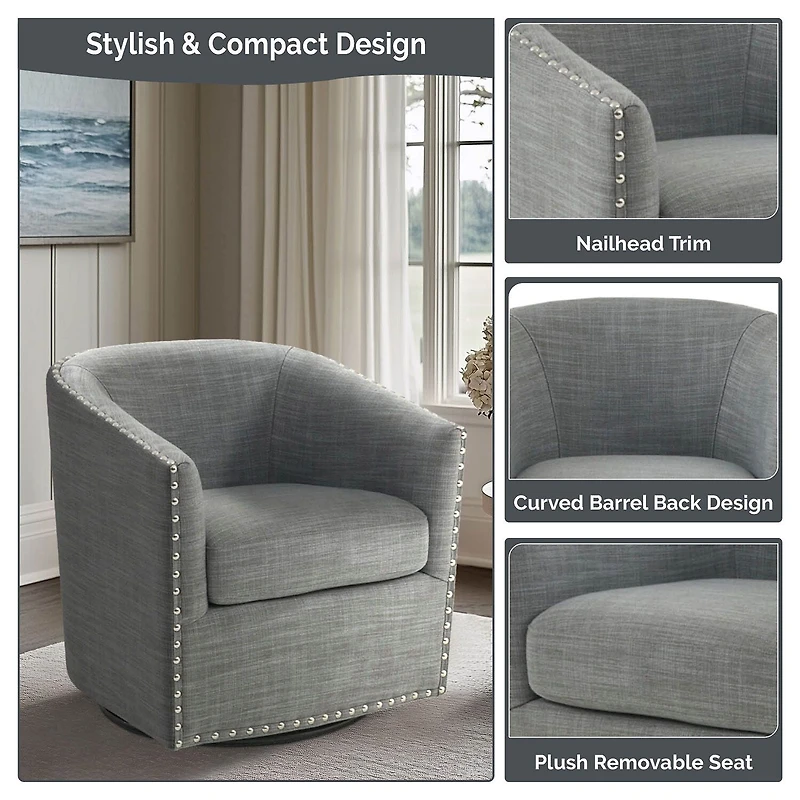 Madison Park Memo Living Room Collection Swivel Upholstered Armchair