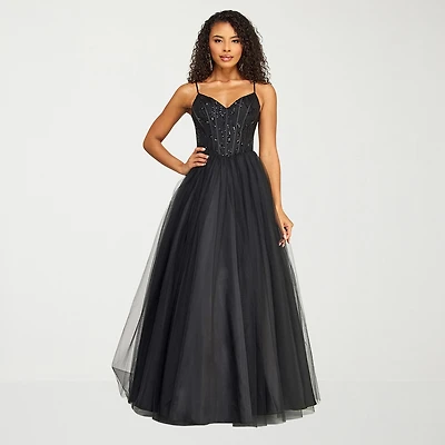 B. Smart Womens Juniors Sweetheart Neck Sequin Ball Gown