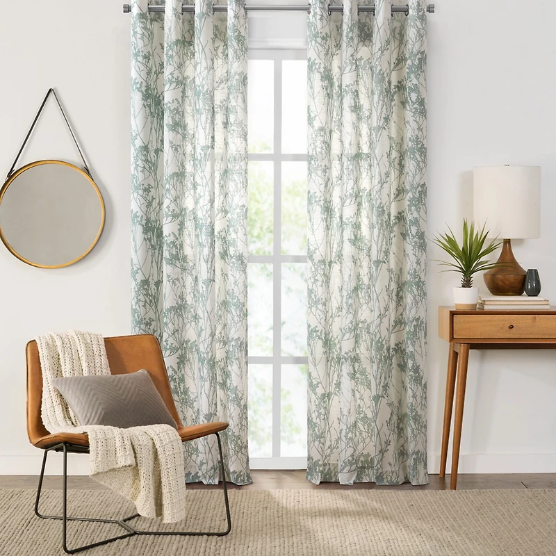 Fieldcrest Arden Botanical Grommet Top Sheer Single Curtain Panel