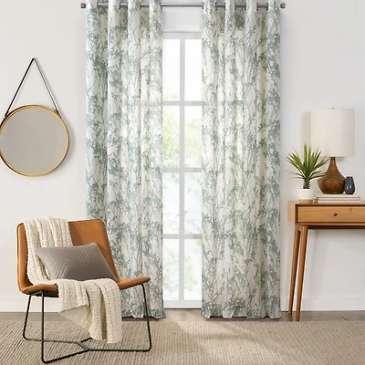 Fieldcrest Arden Botanical Grommet Top Sheer Single Curtain Panel