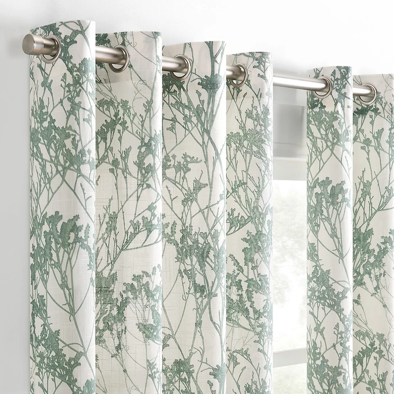 Fieldcrest Arden Botanical Grommet Top Sheer Single Curtain Panel