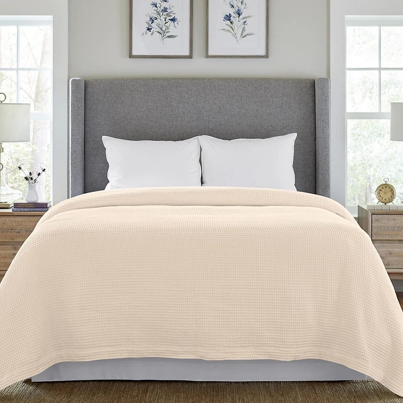 Pointehaven Cotton Waffle Luxury Sized Midweight Blanket