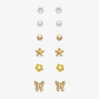 Mixit Womens Cubic Zirconia Butterfly Hypoallergenic 6 Pair Earring Set