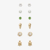 Mixit Turtle Womens Cubic Zirconia Hypoallergenic 6 Pair Earring Set