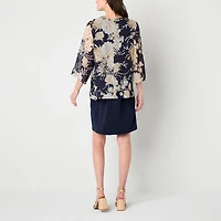 Sandra Darren Womens Floral Jacket Dress With Removable Neckalce