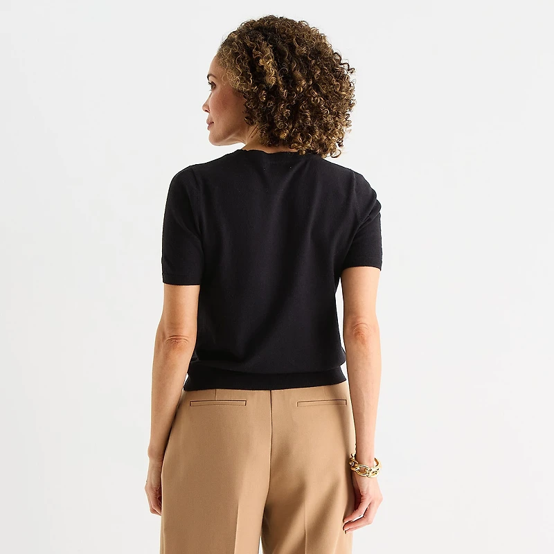 Liz Claiborne Tall Womens Crew Neck Short Sleeve Pullover Sweater