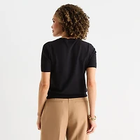 Liz Claiborne Tall Womens Crew Neck Short Sleeve Pullover Sweater