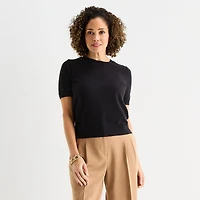 Liz Claiborne Tall Womens Crew Neck Short Sleeve Pullover Sweater