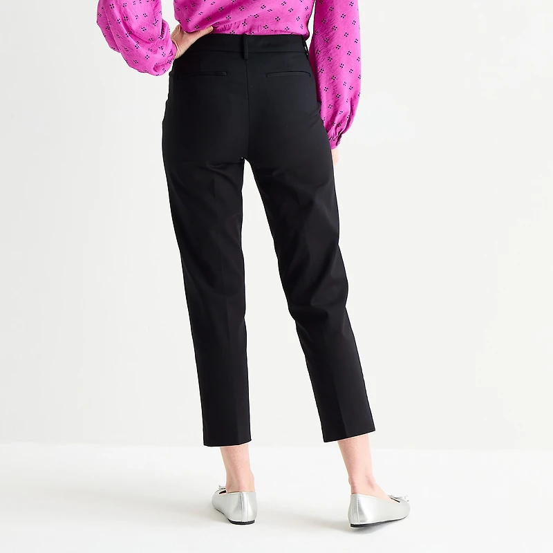 Liz Claiborne Emma Sateen Womens Tall Straight Mid Rise Ankle Pant