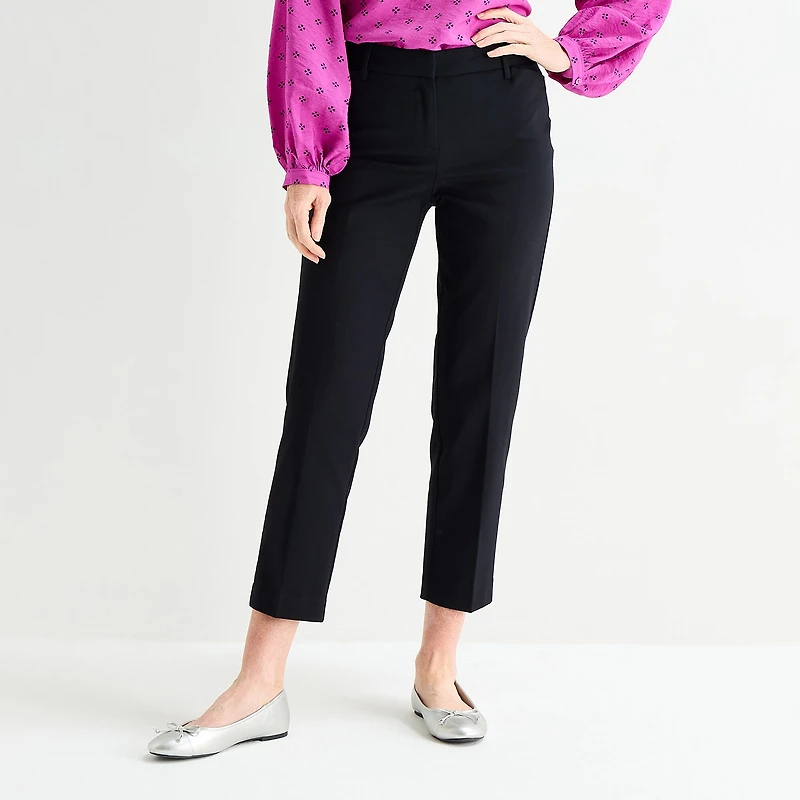 Liz Claiborne Emma Sateen Womens Tall Straight Mid Rise Ankle Pant