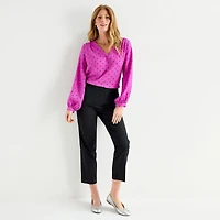 Liz Claiborne Emma Sateen Womens Tall Straight Mid Rise Ankle Pant