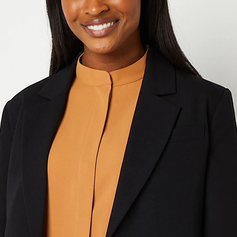 Worthington Womens Relaxed Single Button Blazer