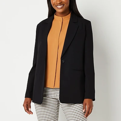 Worthington Womens Relaxed Single Button Blazer