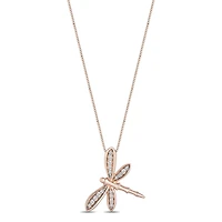 Dragonfly Womens 1/10 CT. T.W. Natural White Diamond 14K Rose Gold Over Silver 18 Inch Pendant Necklace