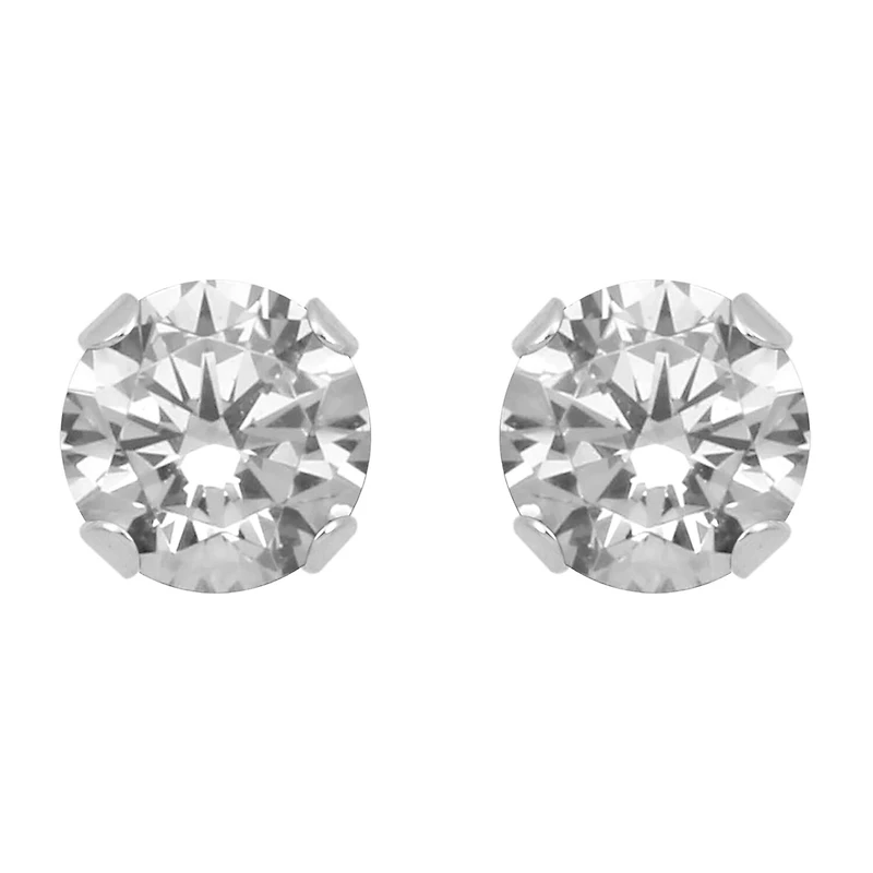 Gemstone 10K White Gold 4mm Round Stud Earrings
