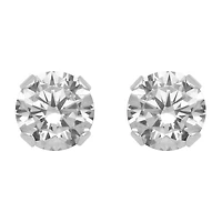 Gemstone 10K White Gold 4mm Round Stud Earrings