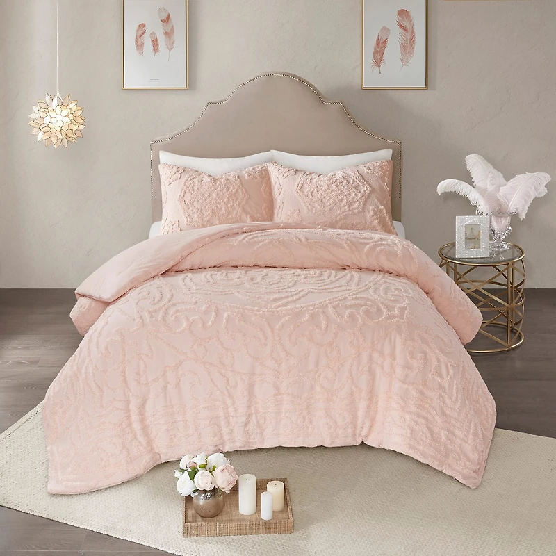 Madison Park Virginia 3pc Tufted Cotton Chenille Medallion Comforter Set