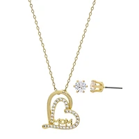 Sparkle Allure Mom Womens Cubic Zirconia 14K Gold Over Brass Heart 2-pc. Jewelry Set