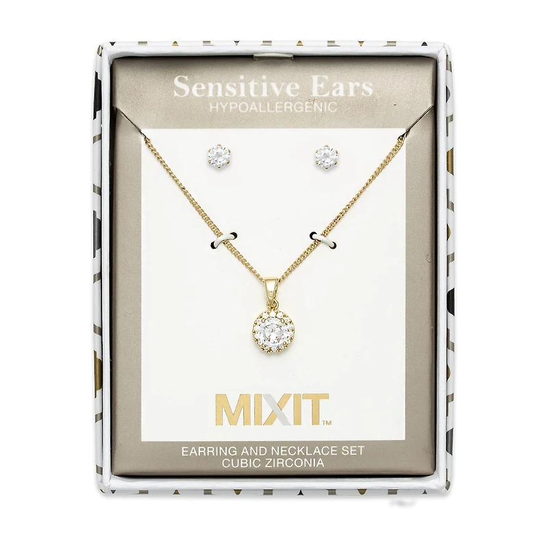 Mixit Womens Cubic Zirconia Round Hypoallergenic 2-pc. Jewelry Set