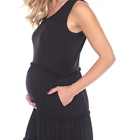 White Mark Womens Plus Maternity Midi Scoop Neck Sleeveless Maxi Dress