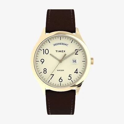 Timex Easy Reader Mens Brown Leather Strap Watch Tw2w684009j