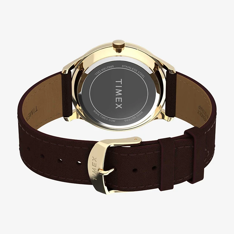 Timex Easy Reader Mens Brown Leather Strap Watch Tw2w684009j