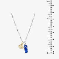 Sparkle Allure Flip Flop And Seashell Womens Blue Crystal 14K Gold Over Brass Pure Silver Over Brass 16 Inch Pendant Necklace