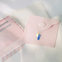 Sparkle Allure Flip Flop And Seashell Womens Blue Crystal 14K Gold Over Brass Pure Silver Over Brass 16 Inch Pendant Necklace