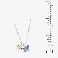 Sparkle Allure Womens Pink Crystal 14K Gold Over Brass Pure Silver Over Brass Butterfly Flower 16 Inch Pendant Necklace
