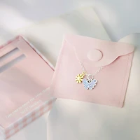 Sparkle Allure Womens Pink Crystal 14K Gold Over Brass Pure Silver Over Brass Butterfly Flower 16 Inch Pendant Necklace