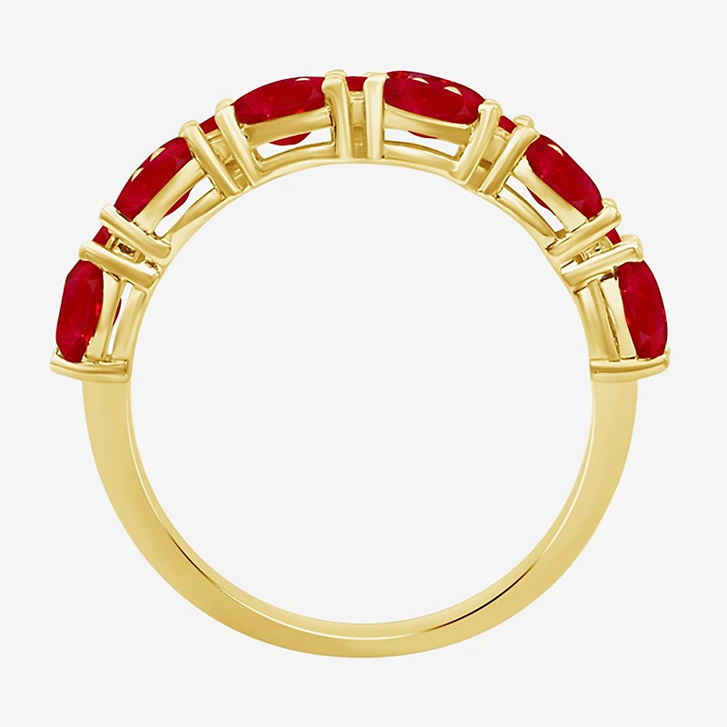 Womens 2MM Gemstone & 1/8 CT. T.W. Natural Diamond 10K Gold Oval Band
