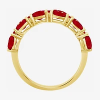 Womens 2MM  Gemstone & 1/8 CT. T.W. Natural Diamond 10K Gold Oval Band