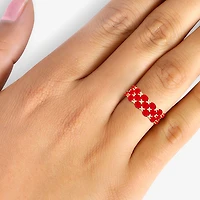 Womens 2MM  Gemstone & 1/8 CT. T.W. Natural Diamond 10K Gold Oval Band