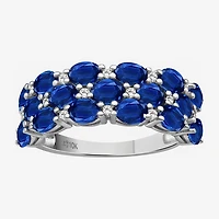 Womens 2MM  Gemstone & 1/8 CT. T.W. Natural Diamond 10K Gold Oval Band